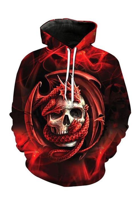 3d Print Skull Pullover Loose Casual Hoodied Mens Hoodie With Images