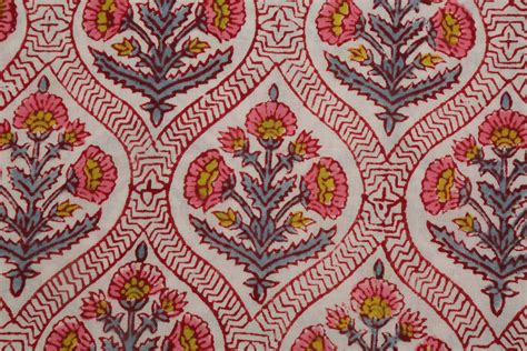 Mughal Cotton Fabric By Yard Block Print Fabric India Etsy