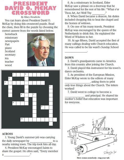 Lds Games Crossword Puzzles David O Mckay Church Newsletter