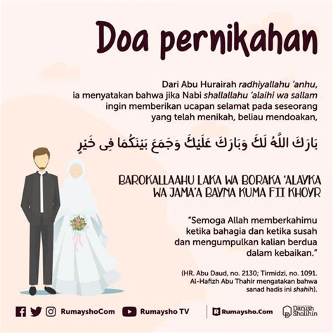 Mulai dari tamu undangan, orangtua, keluarga besar, dan sebagainya. Doa khusus untuk pengantin baru sesuai sunnah Rasulullah ...