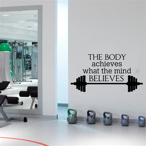 Gym Wall Decal Sports Quotes The Body Achieves What The Mind Etsy