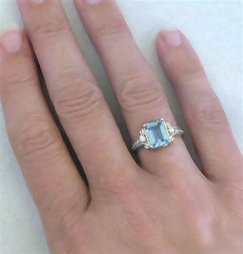 5% coupon applied at checkout. Aquamarine Diamond Engagement Ring with Rope Detail in 14k ...