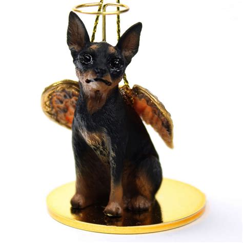 Mini Pinscher Dog Figurine Angel Statue Blacktan