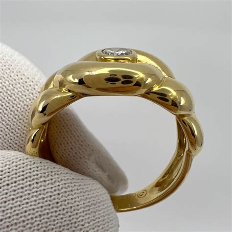 rare vintage van cleef and arpels diamond 18k yellow gold braid rope ring with box for sale at