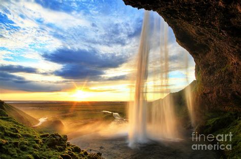 Seljalandfoss Waterfall At Sunset Photograph By Fine