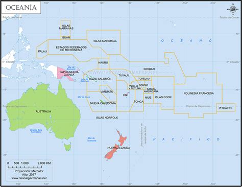 Mapa De Oceania Con Nombres