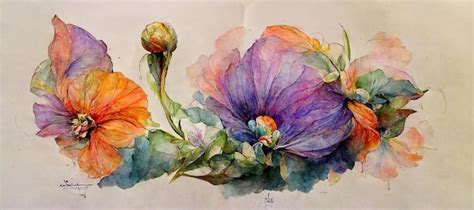 Premium Photo Spectacular Watercolor Drawing Multicolored Floral