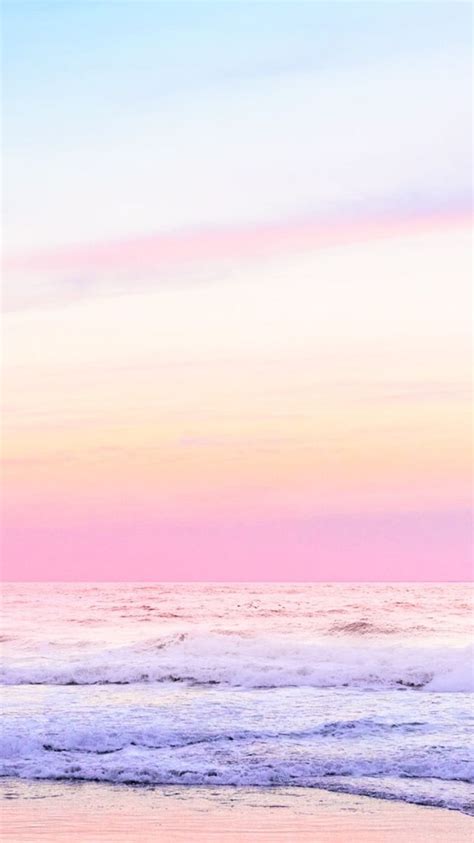 Pink Skies With An Beach View Pastel Summer Beach Hd Phone Wallpaper