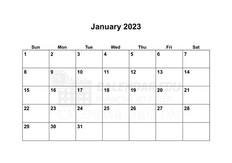 January 2023 Calendar Printable Free 2023 Blank Templates