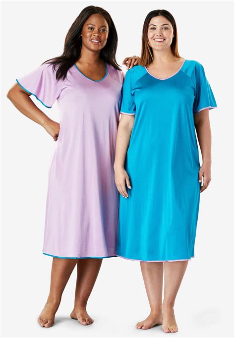Short Tricot Knit 2 Pack Nightgown By Only Necessities® Plus Size Nightgowns Woman Within
