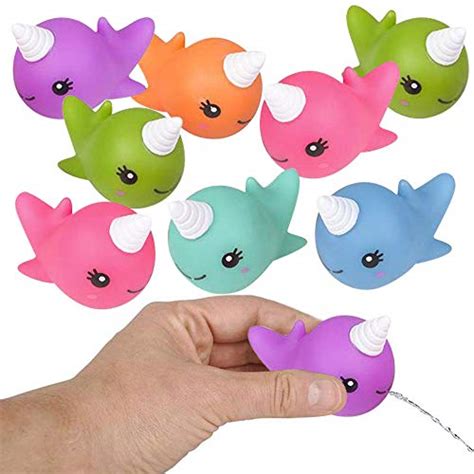 Artcreativity Rubber Water Squirting Narwhals Pack Of 12 Bathtub And