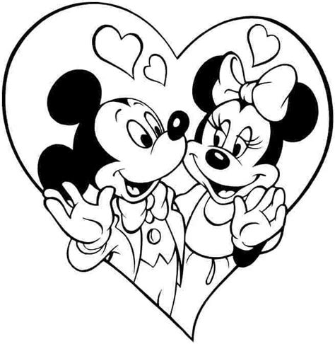 Mickey And Minnie Mouse Valentine Coloring Page Free Printable