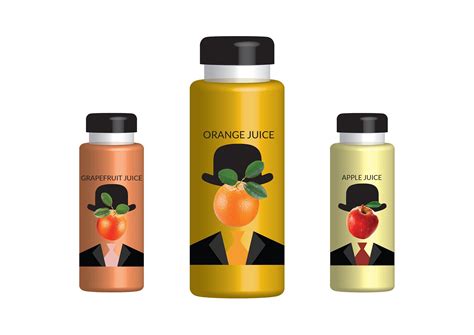 Orange Juice Label Design Using Surrealist Artist Rene Magrittes Image