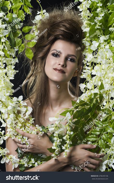 Beautiful Woman Flowersfashion Art Photo Perfect Stock Photo