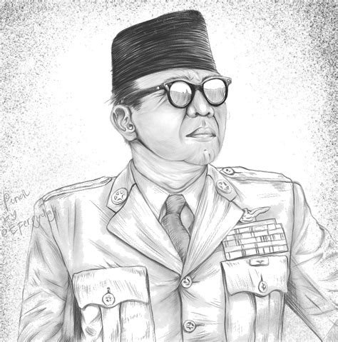 Gambar Sketsa Wajah Soekarno