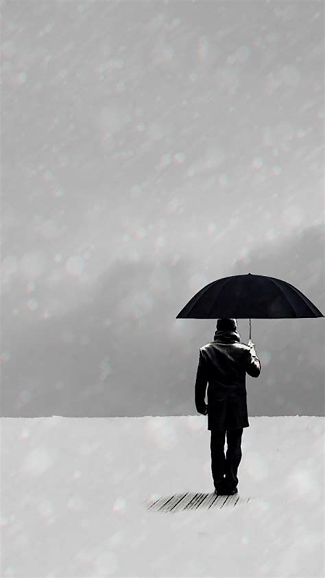 Umbrella Man Standing Wallpaper For Iphone X 8 7 6 Free Download