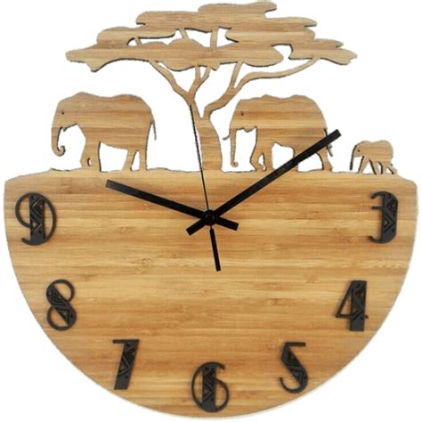 African Elephant Bushveld Wall Clock Eco Friendly Bamboo African