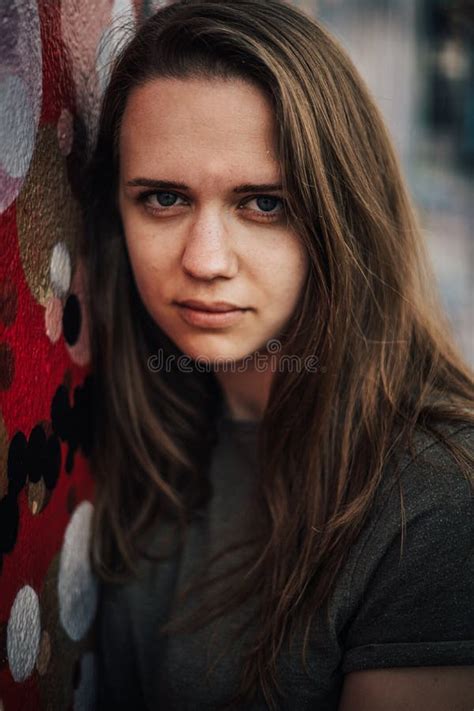 Close Up Shot Of Young Woman With A Beautiful Face Street Style