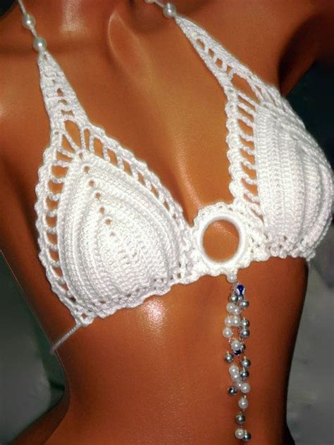 White Crochet Bikini Top Crochet Bikini Top By RuveydaSweetDreams