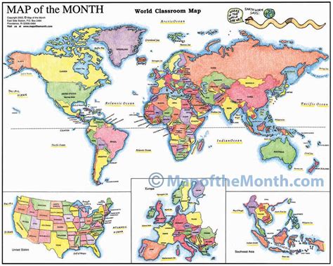 Colorful Labeled World Map Images