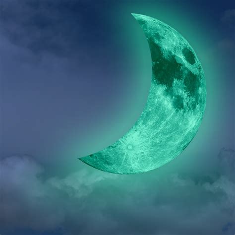 Funlifetm Luminous Crescent Moon Wall Stickerglow In The Dark Moon