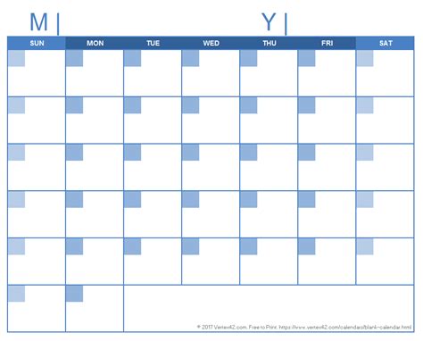 Blank Calendar Template Free Printable Blank Calendars By Vertex42