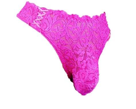Buy Sissy Pouch Panties Men S Silky Lace Thong Briefs Bikini Underwear For Men L T Online At