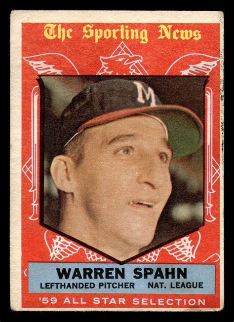 1959 Topps 571 Warren Spahn As Writing On Back Braves As Id396785