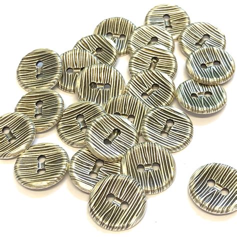 15mm Silver Metal Etched Stripe Buttons The Button Shed