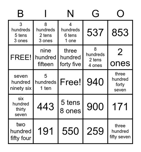 Place Value Bingo Printable Printable Templates