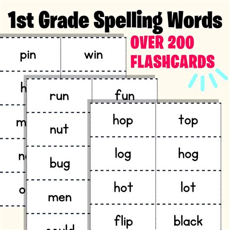 First Grade Spelling Words Sight Word Flashcards Etsy