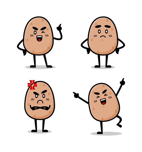 Illustration Set Of Cute Potato Mascot Potato Vector Character
