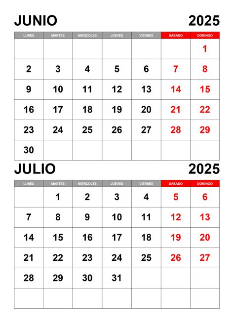 Calendario Junio Julio 2025 Calendariossu