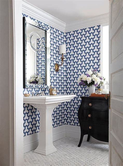 14 Stunning Takes On Classic Blue And White Powder Room Wallpaper