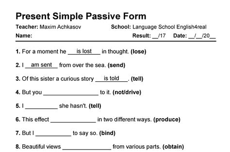 Present Simple Passive English Grammar Fill In The Blanks Exercises