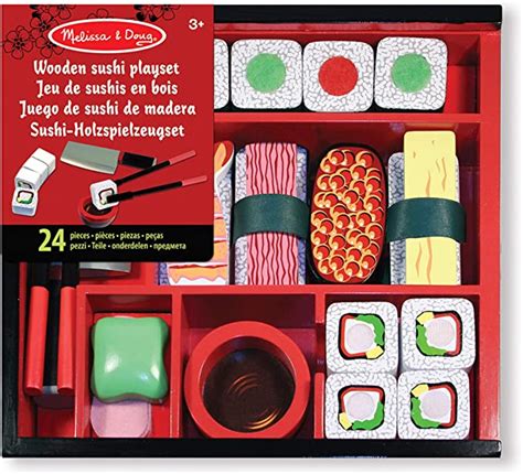 Melissa And Doug Sushi Slicing Wooden Play Food Set Pretend Play