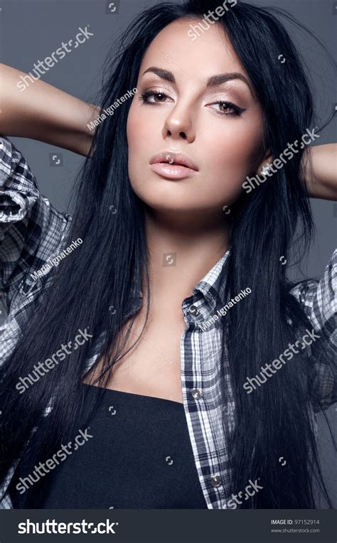 Beautiful Woman With Long Black Hair Stock Photo 97152914 Shutterstock