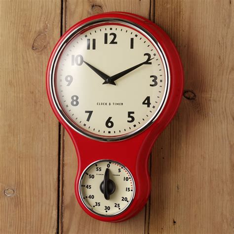 Procook Retro Kitchen Clock With Timer Wall Clock Clock Clocks From