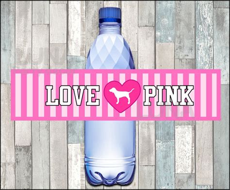 Victorias Secret Pink Water Bottle Label Instant Download Etsy