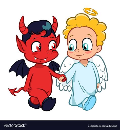 Angel And Demon Royalty Free Vector Image Vectorstock Small Guardian