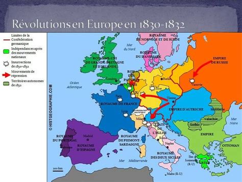 Carte Des Révolutions En Europe Entre 1830 Et 1832 Source