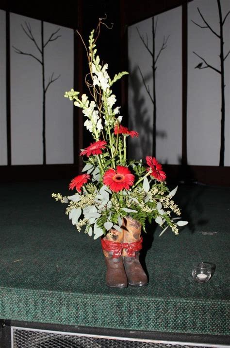 Westernflower Arrangement In Ceramic Boots Flower Arrangements