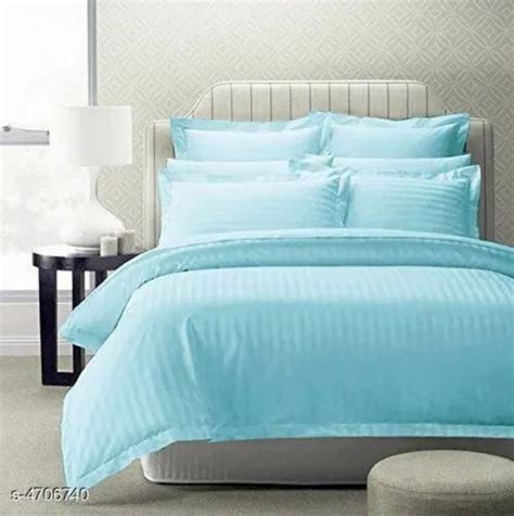 Plain Cotton Satin Stripe Bed Sheet 1 Bedsheet 2 Pillow Cover At Rs