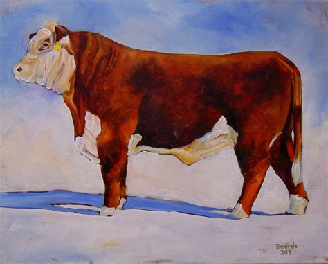 Original Hereford Painting On Canvas Hereford Cows Daily Painting