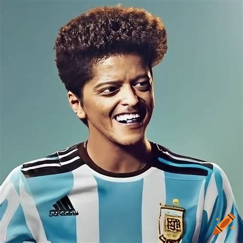 Bruno Mars Wearing The Argentina Soccer Kit On Craiyon