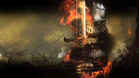 Dark Souls Warrior With Sword Surrounding Fire Hd Games