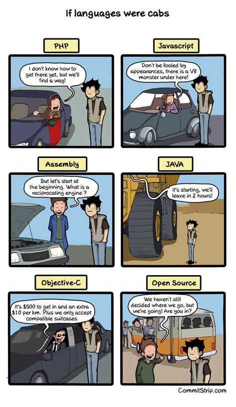 There are important reasons that you can also read in funny programming jokes about choosing this career for a lifetime If programming languages were cabs | Programming humor ...