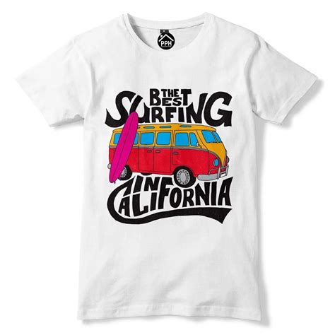 The Best Surf California Cali Tshirt Surfer Mens Vintage Campervan T