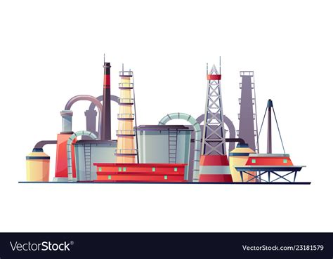 Fuel Industry Refinery Plant Oil Station Vector Image