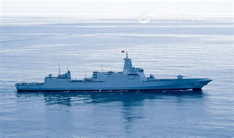 Chinas Type 055 Destroyer Nanchang 101 Maneuvering With Type 056